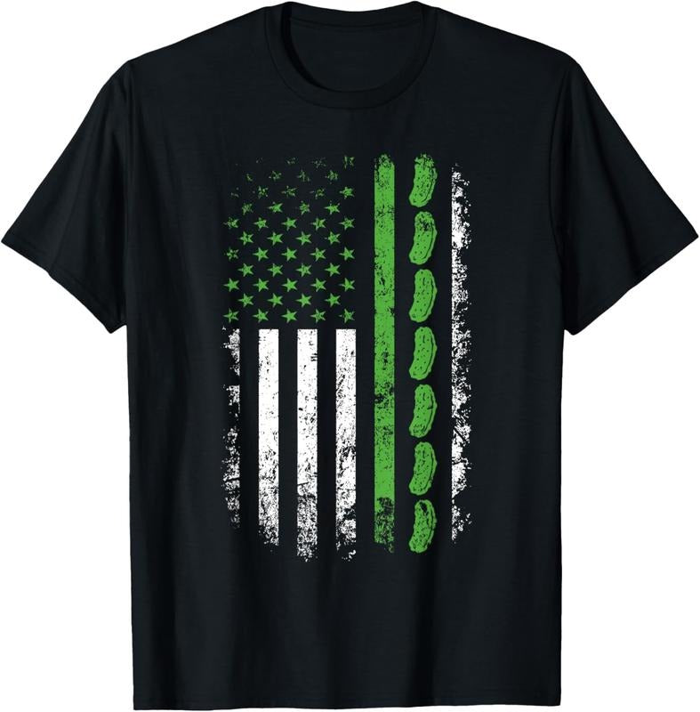 100% Cotton Pickle Cucumber US American Flag For Pickle Lovers Men Women T-Shirt Hoodie, Sweatshirt | HypeCrazeTee.com