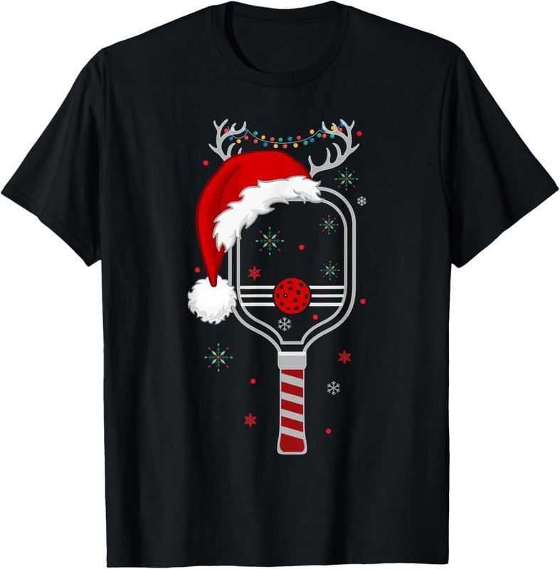100% Cotton Pickleball Player Christmas Holiday Reindeer Xmas Women Tees T-Shirt Hoodie, Sweatshirt | HypeCrazeTee.com