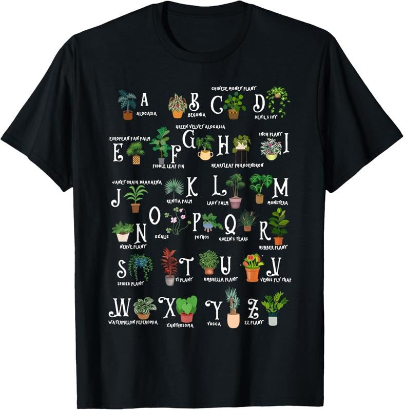 100% Cotton Plant Alphabet Gardener Gardening Plant Lover Women Men T-Shirt Hoodie, Sweatshirt | HypeCrazeTee.com