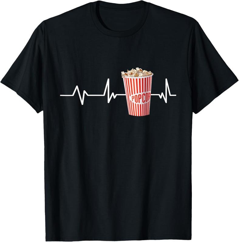 100% Cotton Popcorn Heartbeat Popcorn Gift Popcorn T-Shirt Hoodie, Sweatshirt | HypeCrazeTee.com