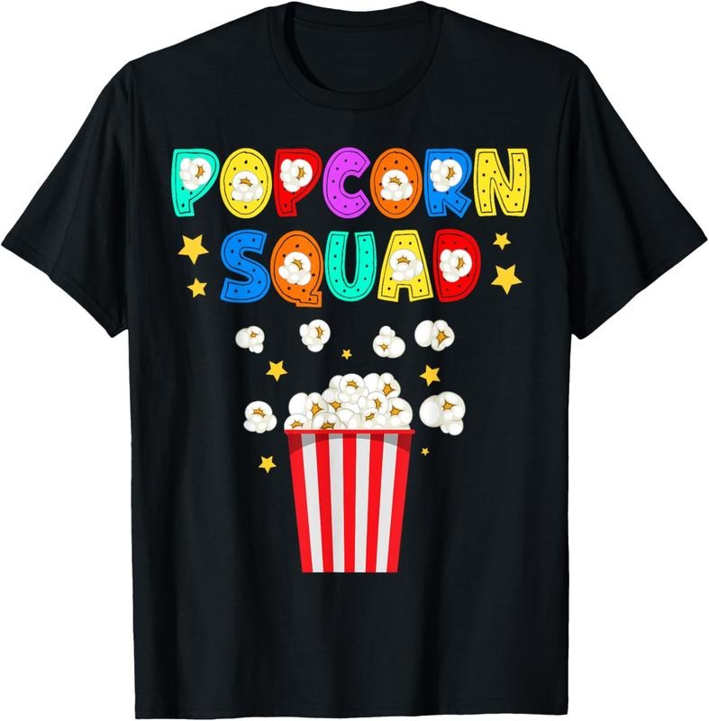 100% Cotton Popcorn Squad Movie Theater Lover Theatre Nerd T-Shirts, Hoodie, Sweatshirt