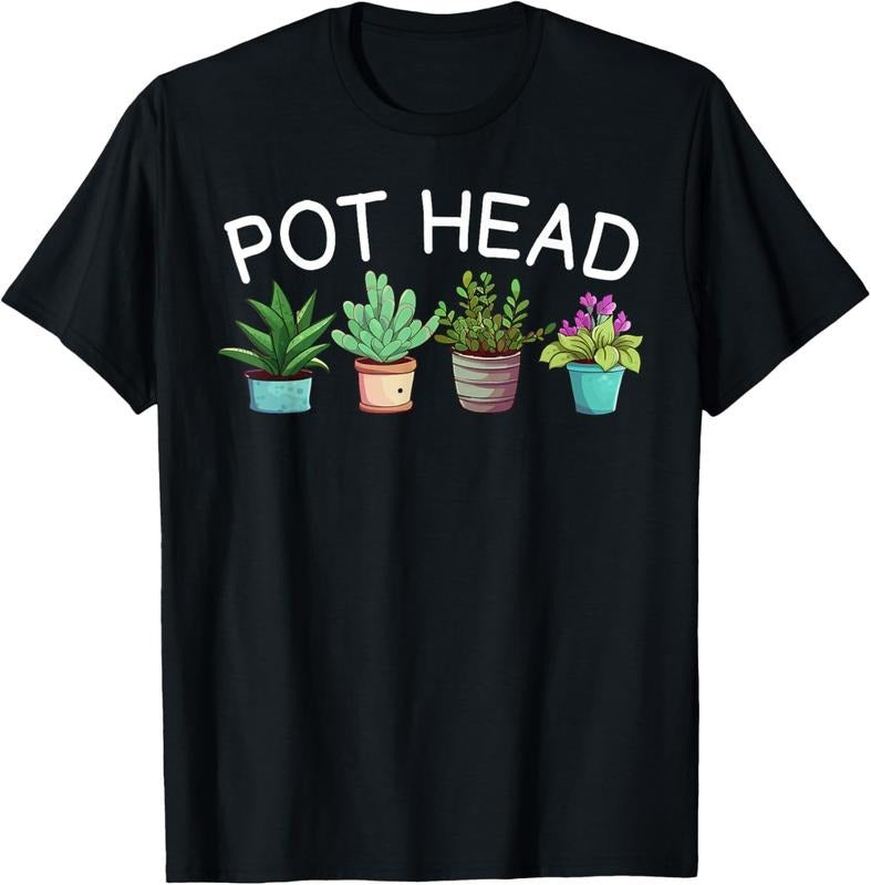 100% Cotton Pot-head T-Shirt Funny Gardening Plants T-Shirt Hoodie, Sweatshirt | HypeCrazeTee.com