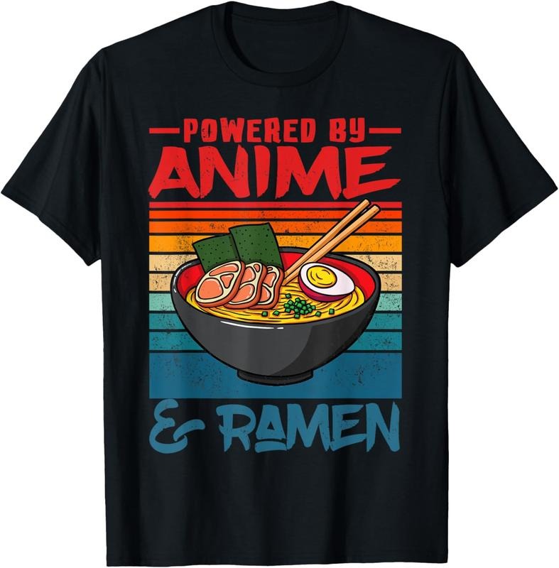 100% Cotton Powered By Anime & Ramen Love Anime Noodles Mens Women  T-Shirt Hoodie, Sweatshirt | HypeCrazeTee.com