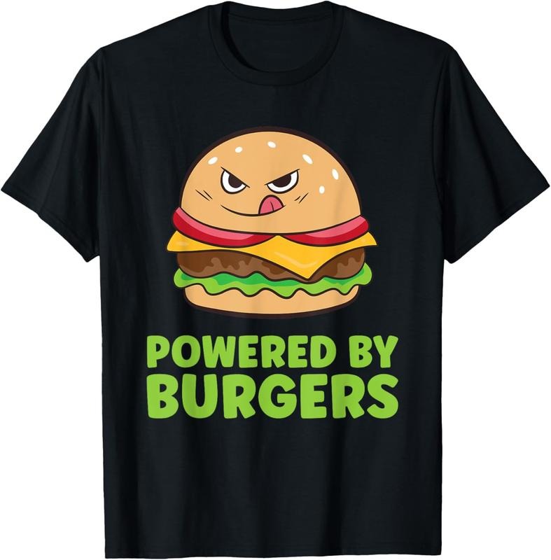 100% Cotton Powered By Burgers Fast Food Cheeseburger T-Shirt Hoodie, Sweatshirt | HypeCrazeTee.com