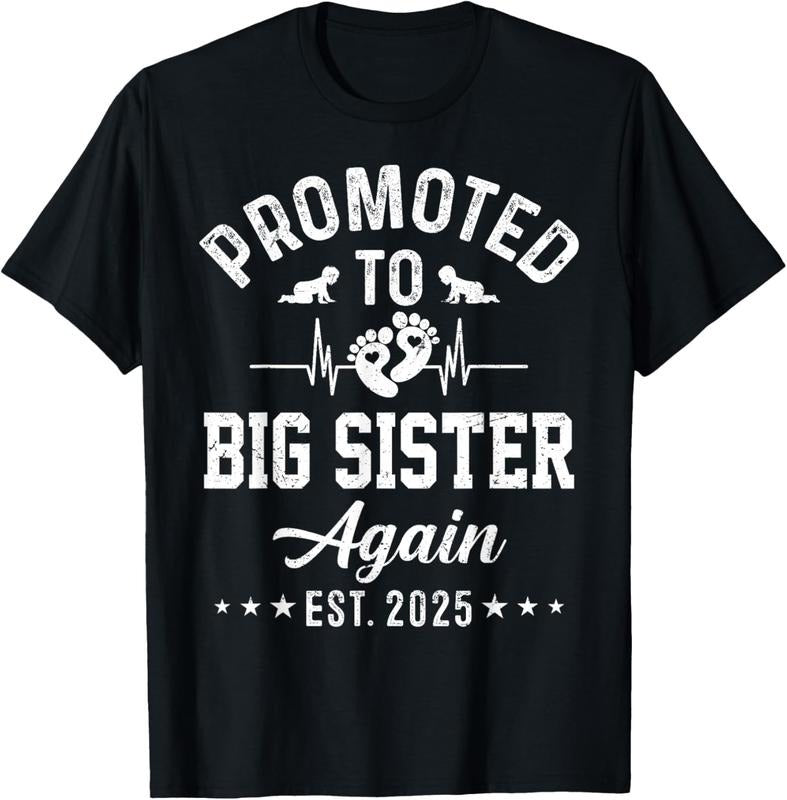 100% Cotton Promoted To Big Sister Again Est 2025 Pregnancy Announcement T-Shirt Hoodie, Sweatshirt | HypeCrazeTee.com
