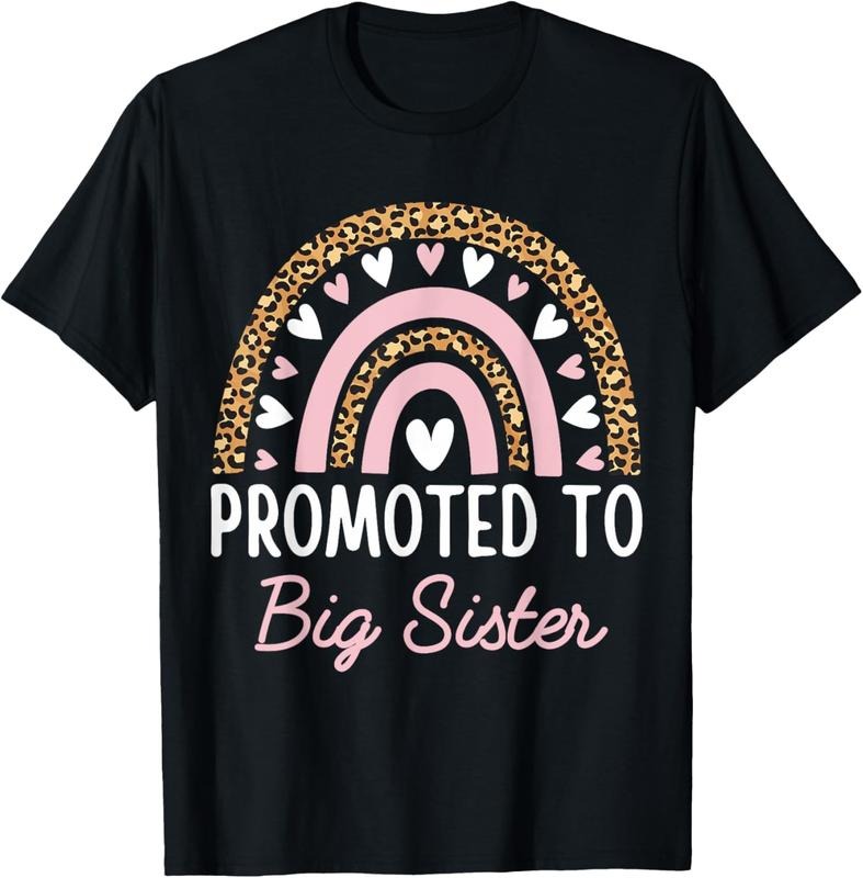 100% Cotton Promoted To Big Sister Teen Girls Women Rainbow Leopard 2025 T-Shirt Hoodie, Sweatshirt | HypeCrazeTee.com