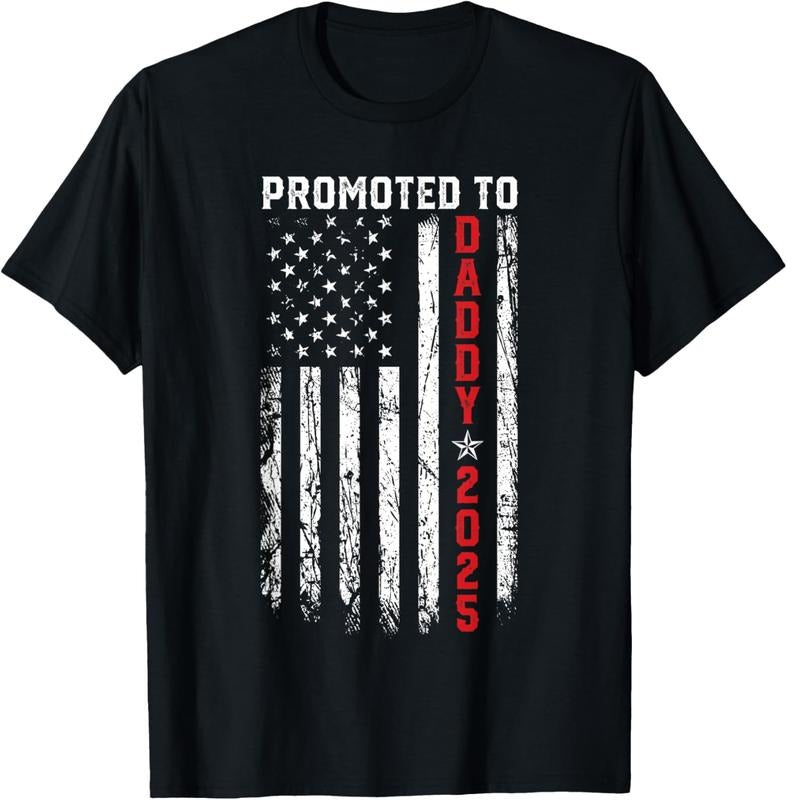 100% Cotton Promoted To Daddy Est 2025 Patriotic First-Time Dad, New Dad T-Shirt Hoodie, Sweatshirt | HypeCrazeTee.com