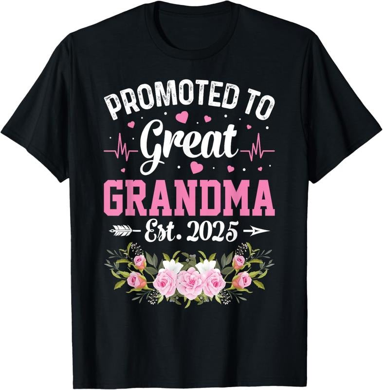 100% Cotton Promoted To Great Grandma Est 2025 First Time New Grandma T-Shirt Hoodie, Sweatshirt | HypeCrazeTee.com