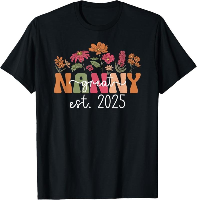 100% Cotton Promoted To Great Nanny Est. 2025 Groovy Future Great Nanny T-Shirt Hoodie, Sweatshirt | HypeCrazeTee.com