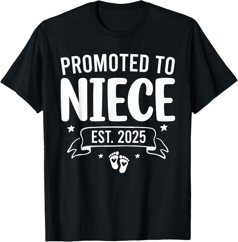 100% Cotton Promoted To Niece Est 2025 Niece Baby Announcement T-Shirt Hoodie, Sweatshirt | HypeCrazeTee.com