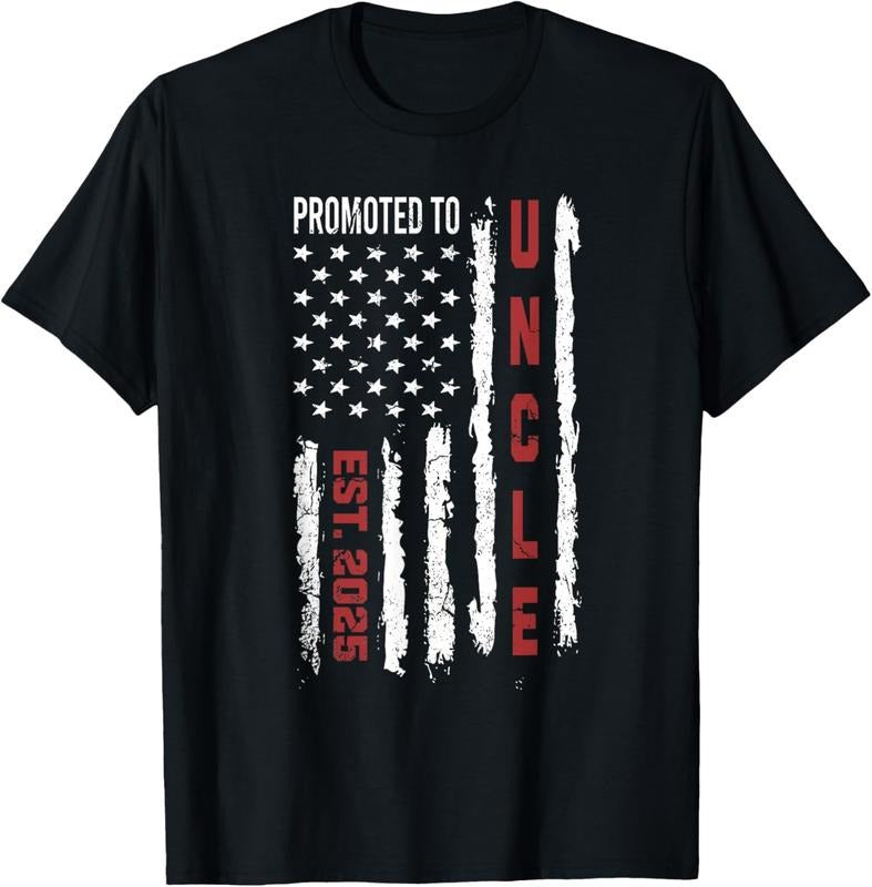 100% Cotton Promoted To Uncle 2025, First Time Uncle American Flag T-Shirt Hoodie, Sweatshirt | HypeCrazeTee.com