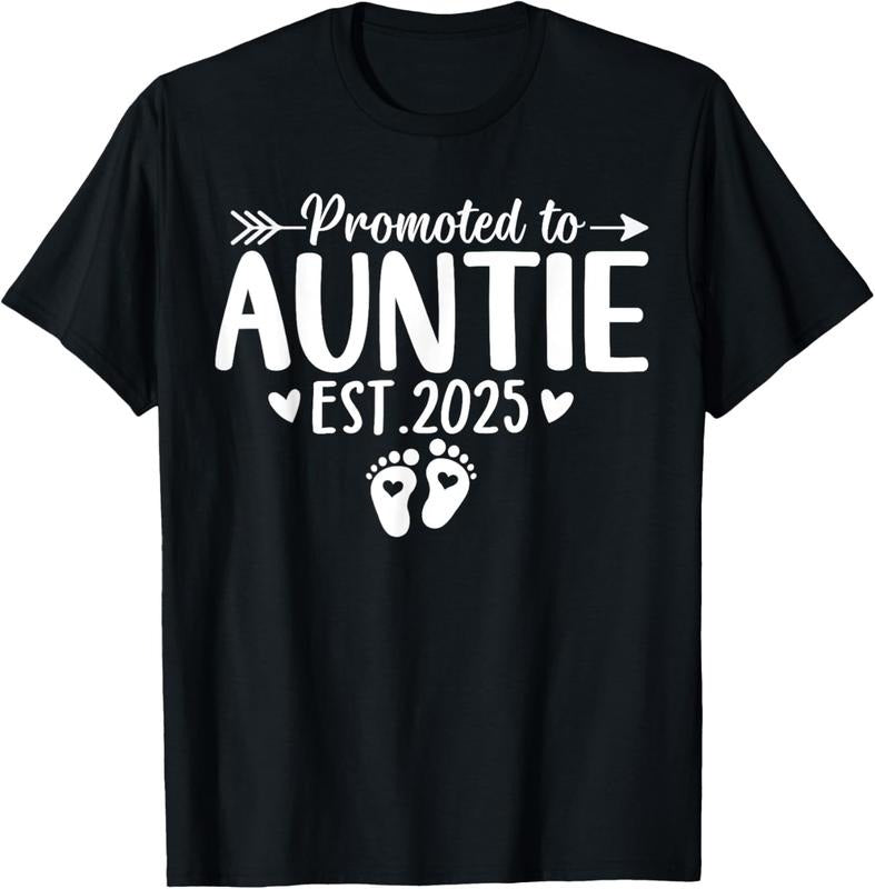 100% Cotton Promoted to Auntie Est 2025 Soon To Be New Aunt  Reveal T-Shirt Hoodie, Sweatshirt | HypeCrazeTee.com