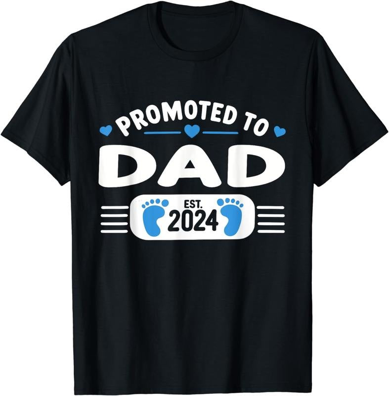 [100% Cotton]Promoted to Dad 2024 First Time Dad T-Shirt Hoodie, Sweatshirt | HypeCrazeTee.com