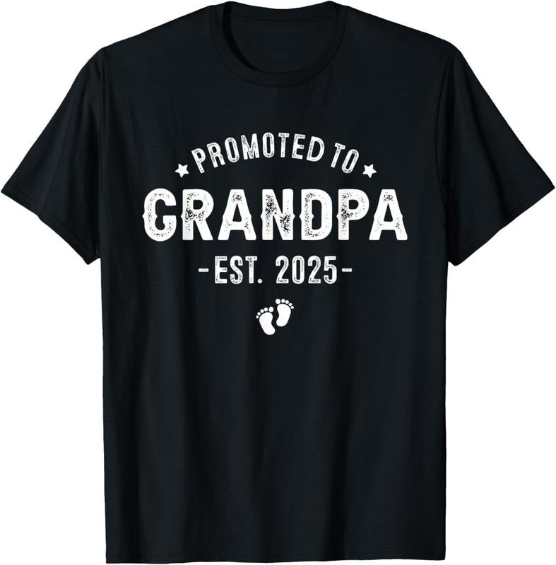 100% Cotton Promoted to Grandpa 2025 Soon To Be, First Time Grandfather T-Shirt Hoodie, Sweatshirt | HypeCrazeTee.com