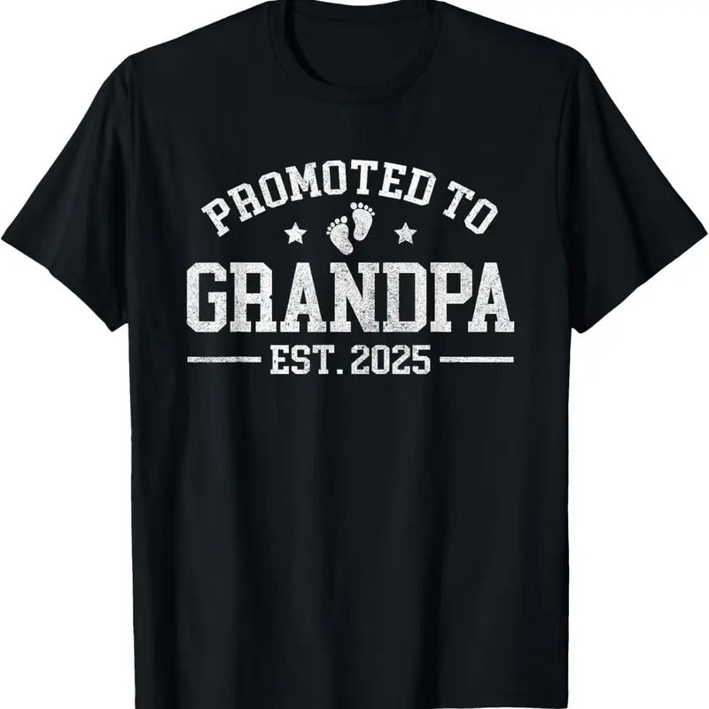 100% Cotton Promoted to Grandpa est. 2025 Grandparents  Announcement T-Shirt Hoodie, Sweatshirt | HypeCrazeTee.com