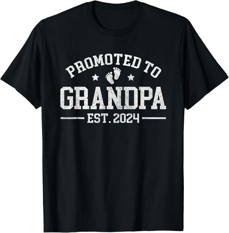 100% Cotton Promoted to Grandpa est. 2024 Grandparents  Announcement T-Shirt Hoodie, Sweatshirt | HypeCrazeTee.com