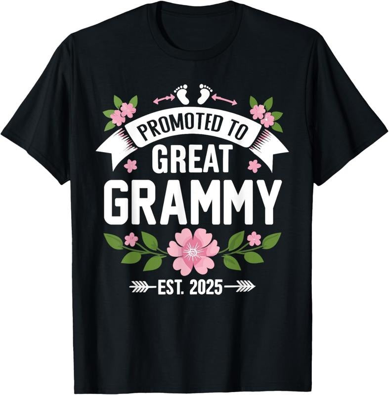 100% Cotton Promoted to Great Grammy Est 2025 Flower T-Shirt Hoodie, Sweatshirt | HypeCrazeTee.com