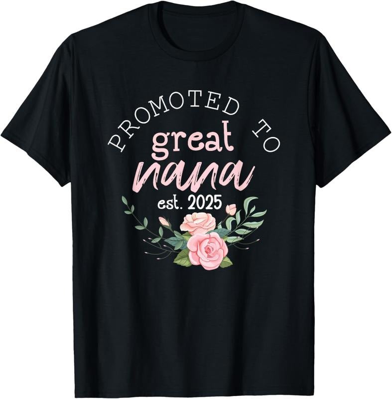 100% Cotton Promoted to Great Grandma 2025 Gifts First Time Grandma Nana T-Shirt Hoodie, Sweatshirt | HypeCrazeTee.com