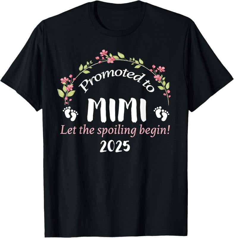 100% Cotton Promoted to Mimi Est 2025 Floral Let The Spoiling Begin T-Shirt Hoodie, Sweatshirt | HypeCrazeTee.com