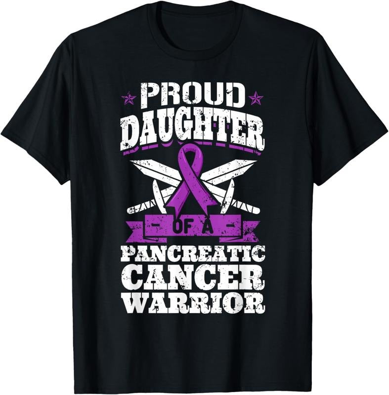 100% Cotton Proud Daughter Of A Pancreatic Cancer Warrior Awareness T-Shirt Hoodie, Sweatshirt | HypeCrazeTee.com