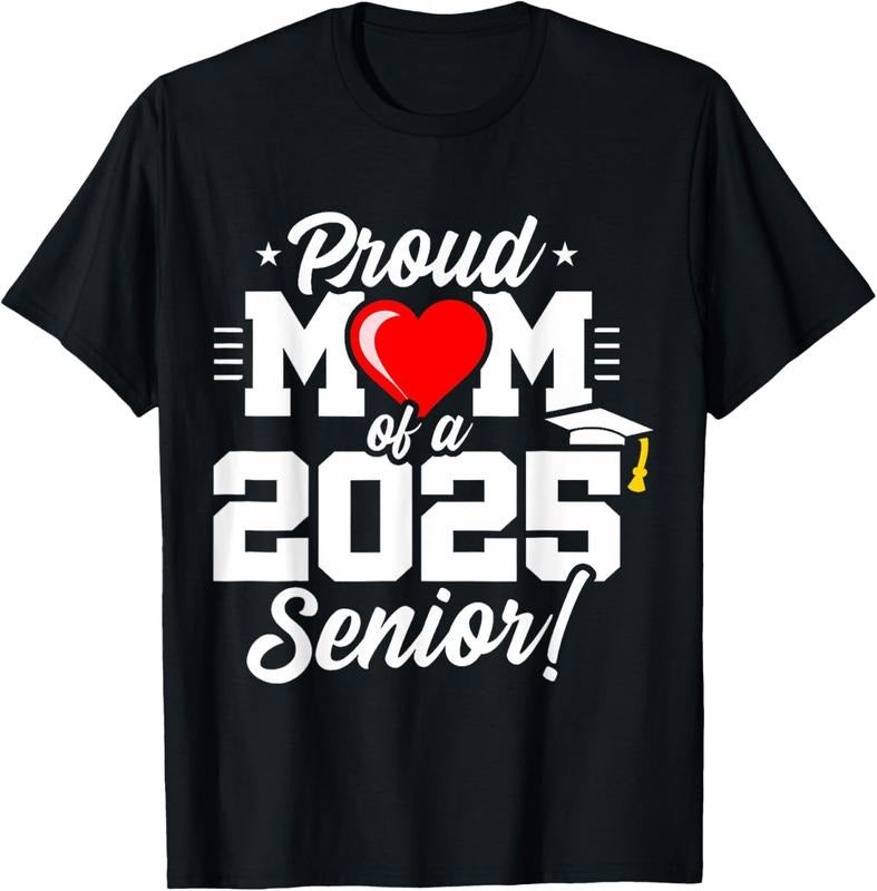 100% Cotton Proud Mom Senior 2025 Cute Heart Class Of 2025 Graduate T-Shirt Hoodie, Sweatshirt | HypeCrazeTee.com