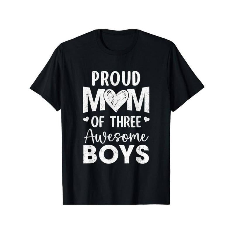 [100% Cotton]Proud Mom of 3 Boys - Soft Cotton T-Shirt for Men & Women | Perfect Mother's Day Hoodie, Sweatshirt