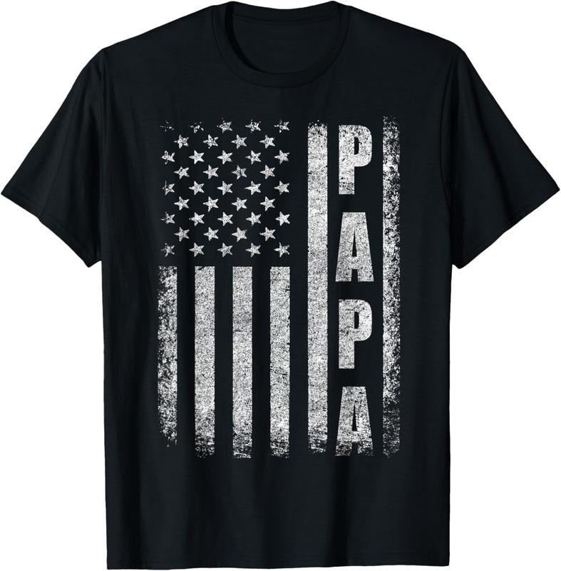 100% Cotton Proud Papa Funny Fathers Day 2024 Gifts Dad America USA flag T-Shirt Hoodie, Sweatshirt | HypeCrazeTee.com