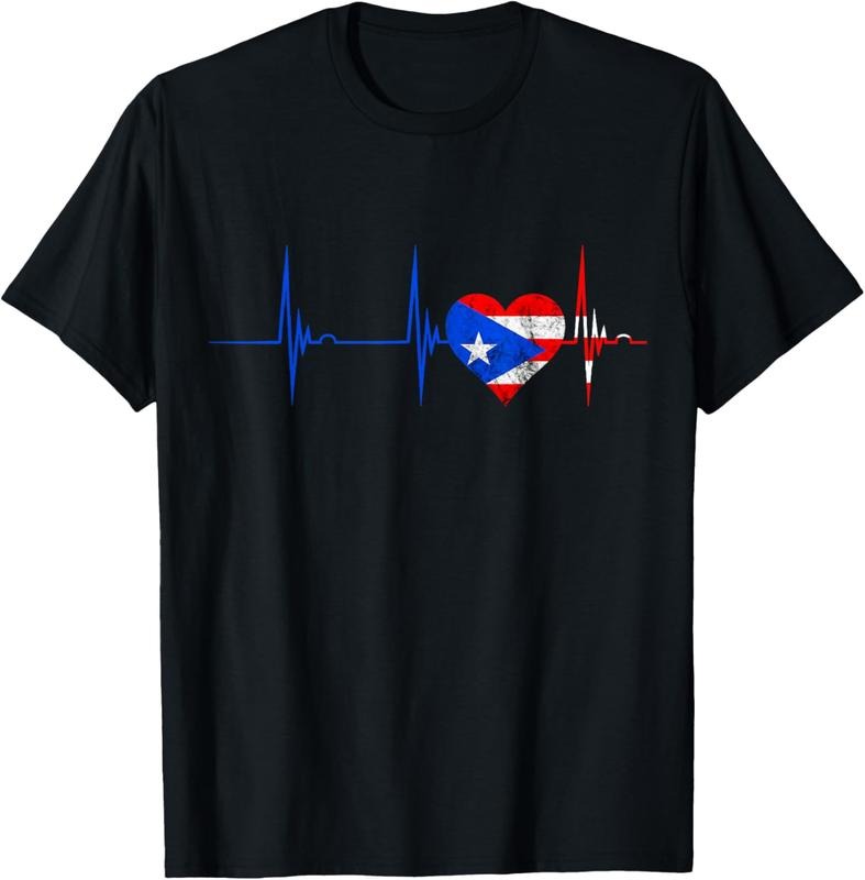 100% Cotton Puerto Rico Heart Puerto Rican Heartbeat ECG Pulse Boricua T-Shirt Hoodie, Sweatshirt | HypeCrazeTee.com
