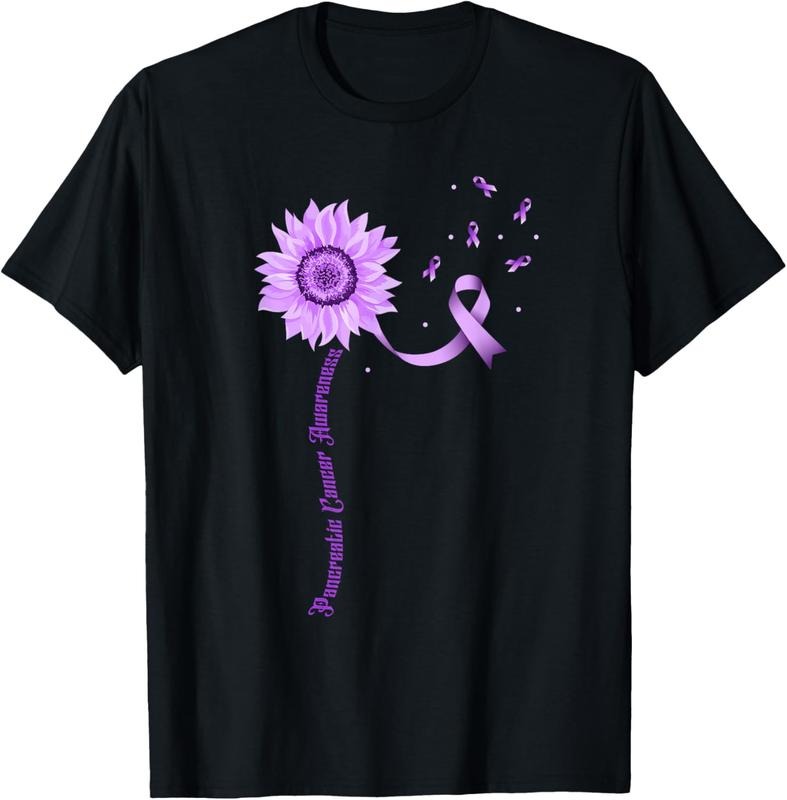 100% Cotton Purple Ribbon Pancreatic Cancer Awareness T-Shirt Hoodie, Sweatshirt | HypeCrazeTee.com