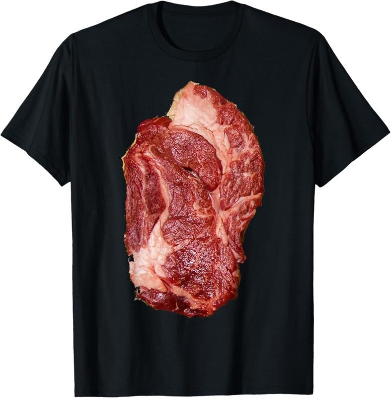 100% Cotton Raw Steak Meat Food Costume T-Shirt Beef Cow Grilling T-Bone T-Shirt Hoodie, Sweatshirt | HypeCrazeTee.com