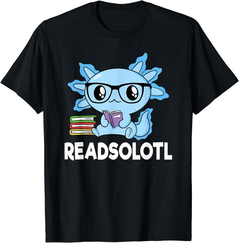 [100% Cotton]Readsolotl Blue Kawaii Axolotl Book Lover Funny Reading T-Shirt Hoodie, Sweatshirt | HypeCrazeTee.com