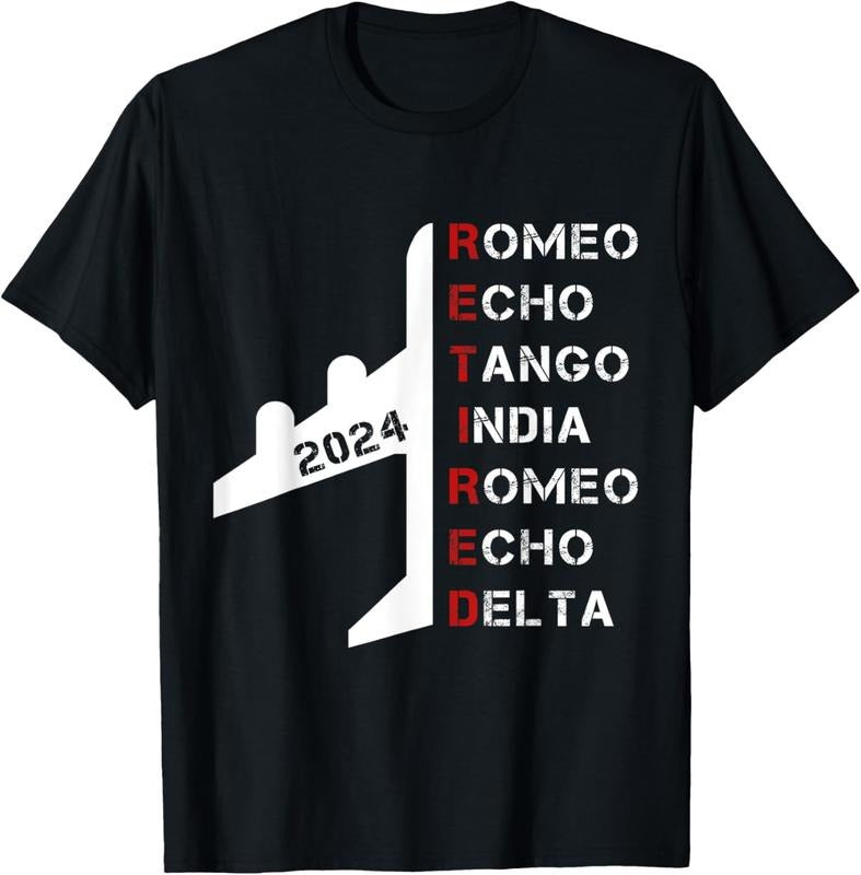 100% Cotton Retired Pilot 2024 Phonetic Alphabet Retirement Gift T-Shirt Hoodie, Sweatshirt | HypeCrazeTee.com