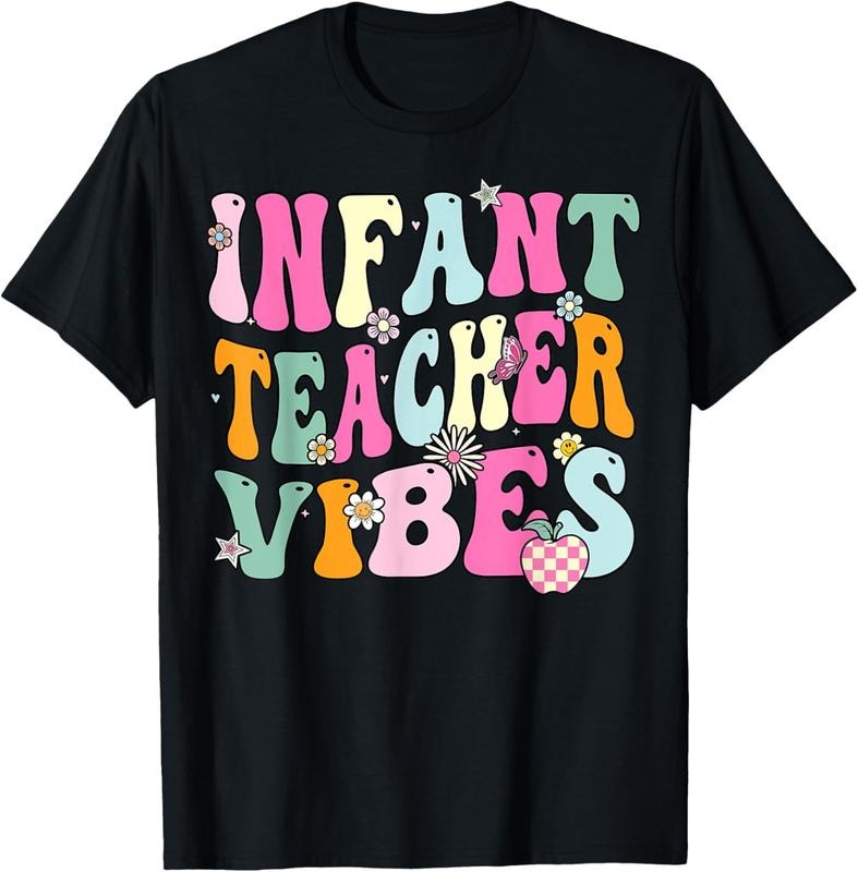 100% Cotton Retro Infant Teacher Vibes Women Daycare Teacher T-Shirt Hoodie, Sweatshirt | HypeCrazeTee.com