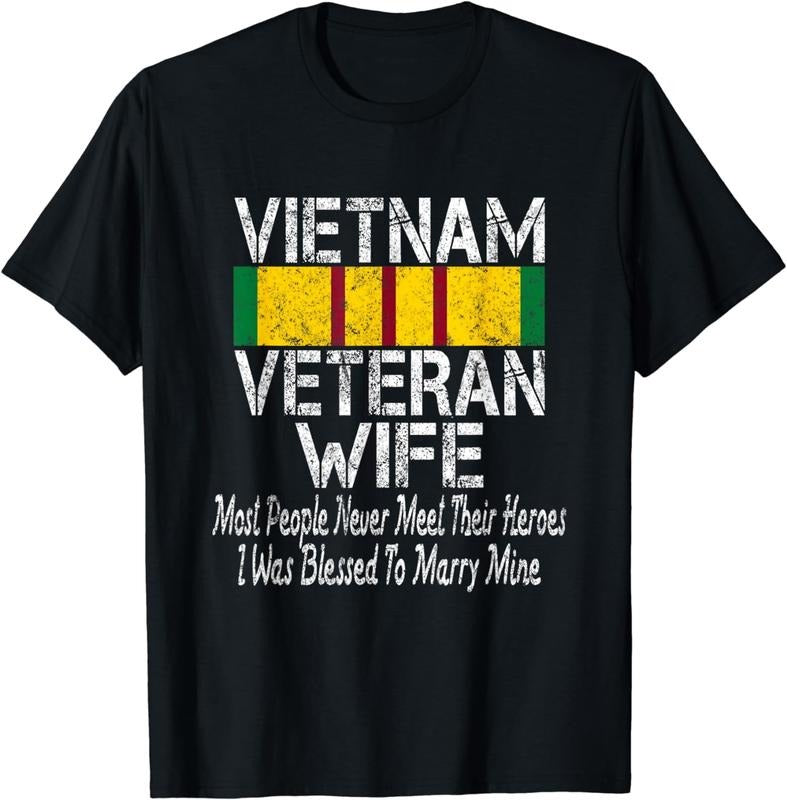 [100% Cotton]Retro Military Family Vietnam Veteran Wife Gift T-Shirt Hoodie, Sweatshirt | HypeCrazeTee.com