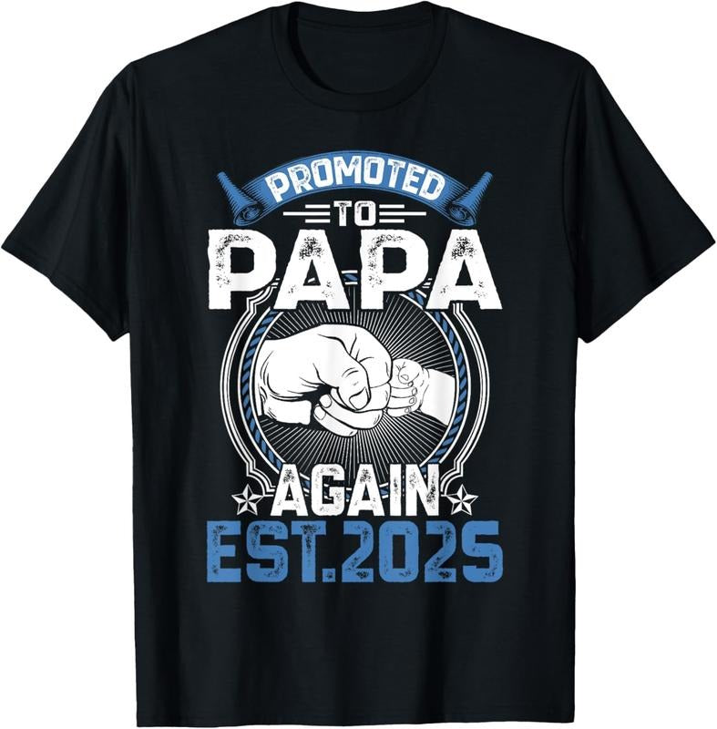 100% Cotton Retro Promoted To Papa 2025 Again Soon To Be Papa Mens T-Shirt Hoodie, Sweatshirt | HypeCrazeTee.com