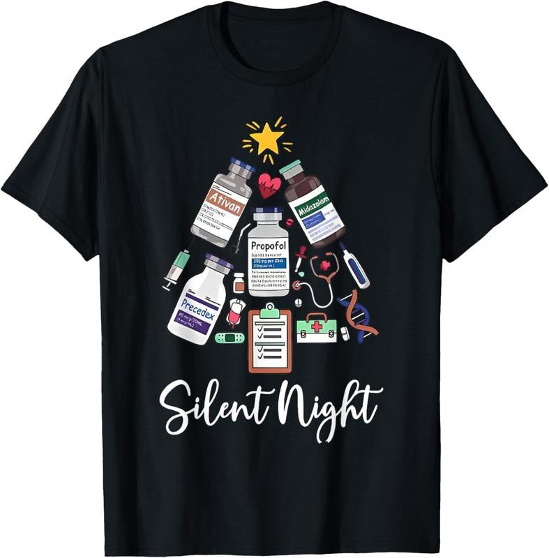 100% Cotton Retro Silent Night ICU Nurse Christmas Intensive Care Unit T-Shirt Hoodie, Sweatshirt | HypeCrazeTee.com