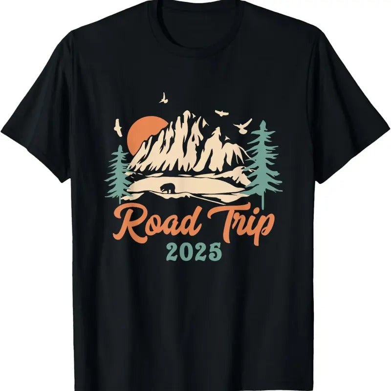 100% Cotton Road Trip 2025 Vacation Girls Trip Adventure Gift For Family T-Shirt Hoodie, Sweatshirt | HypeCrazeTee.com