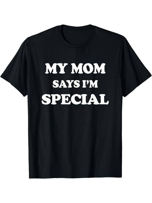 [100% Cotton]Round Neck "My Mom Says I'M Special" Printed Men'S Fashionable Summer Short-Sleeved Sports T-Shirt,...