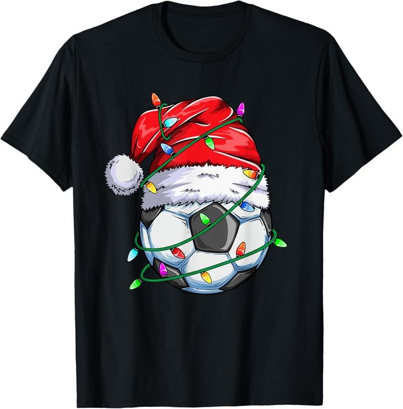 100% Cotton Santa Soccer Ball Sports Design- Christmas Soccer Player T-Shirt Hoodie, Sweatshirt | HypeCrazeTee.com