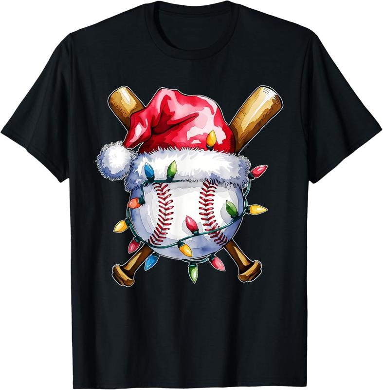 100% Cotton Santa Sports Design For Men Boys Christmas Baseball Player T-Shirt Hoodie, Sweatshirt | HypeCrazeTee.com