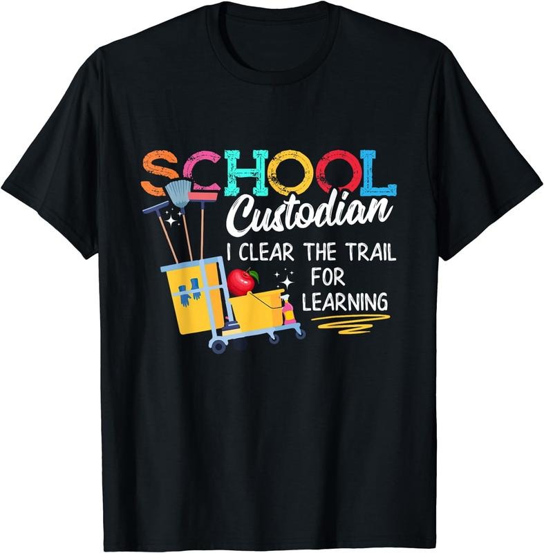 [100% Cotton]School Custodian Clear Trail Learning - Janitor Appreciation T-Shirt Hoodie, Sweatshirt | HypeCrazeTee.com