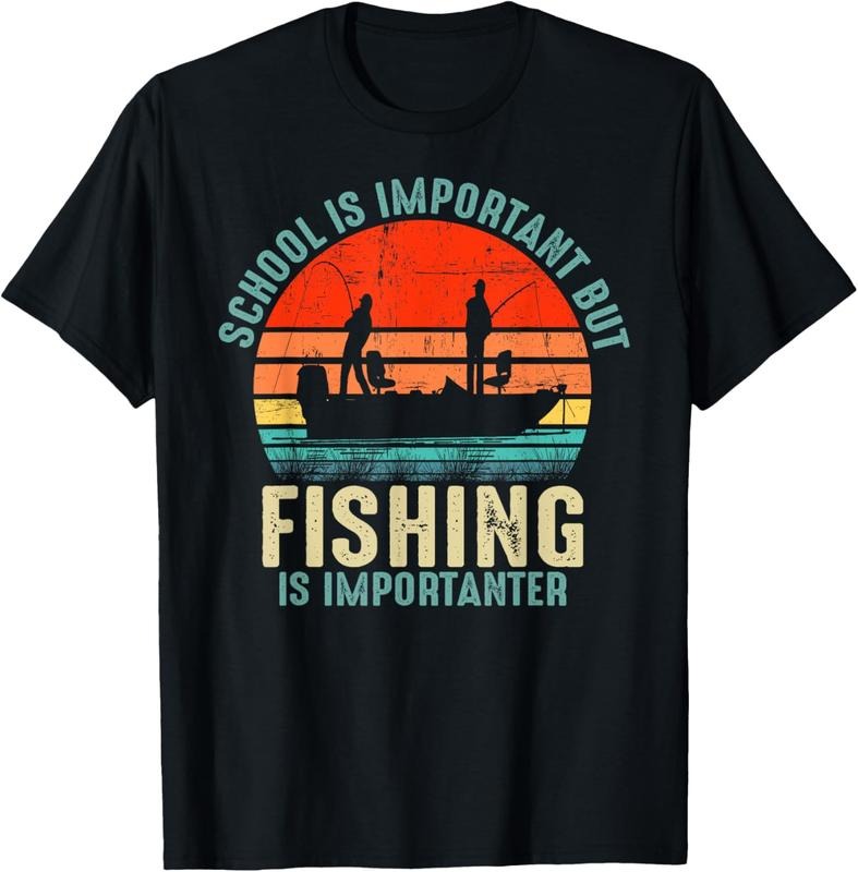100% Cotton School Is Important But Fishing Is Importanter Boys Kids T-Shirt Hoodie, Sweatshirt | HypeCrazeTee.com