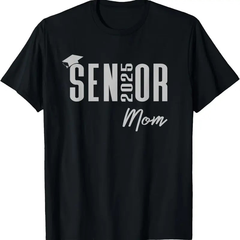 100% Cotton Senior 2025 Silver Graduation Cap Class of 2025 Mom T-Shirt Hoodie, Sweatshirt | HypeCrazeTee.com