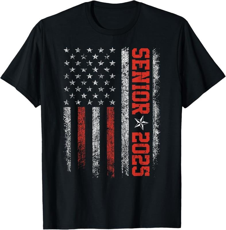 100% Cotton Senior Year 2025 American Flag USA Graduation Class Of 2025 T-Shirt Hoodie, Sweatshirt | HypeCrazeTee.com