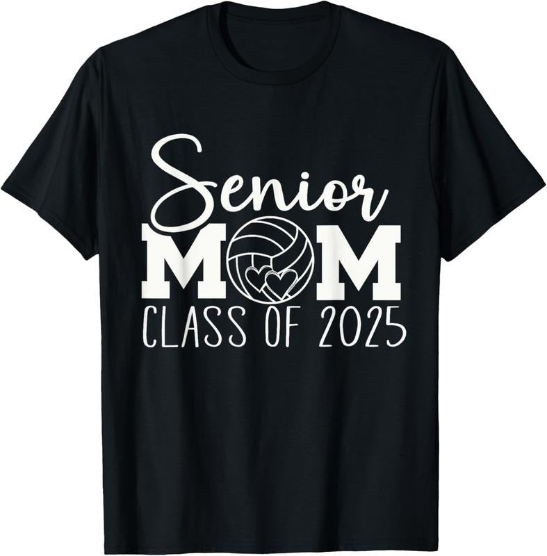 100% Cotton Senior mom volleyball 2025 class of 2025 sports seniors T-Shirt Hoodie, Sweatshirt | HypeCrazeTee.com