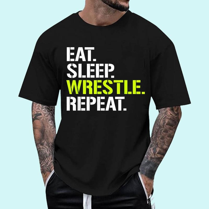 [100% Cotton Shirt] Eat Sleep Wrestle Repeat - Cool Wrestling Unisex T-Shirt Hoodie, Sweatshirt | HypeCrazeTee.com