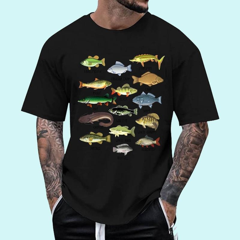 [100% Cotton Shirt] Fishing-Shirt Types Freshwater Fish Fisherman Funny Bass Dad Unisex T-Shirt Hoodie, Sweatshirt