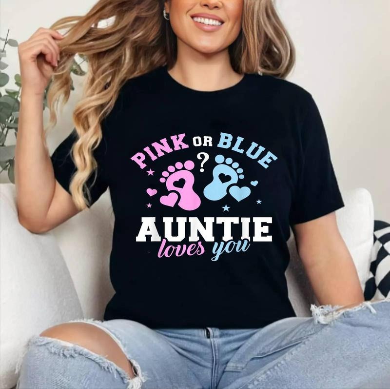 [100% Cotton Shirt] Gender reveal auntie aunt Unisex T-Shirt Hoodie, Sweatshirt | HypeCrazeTee.com