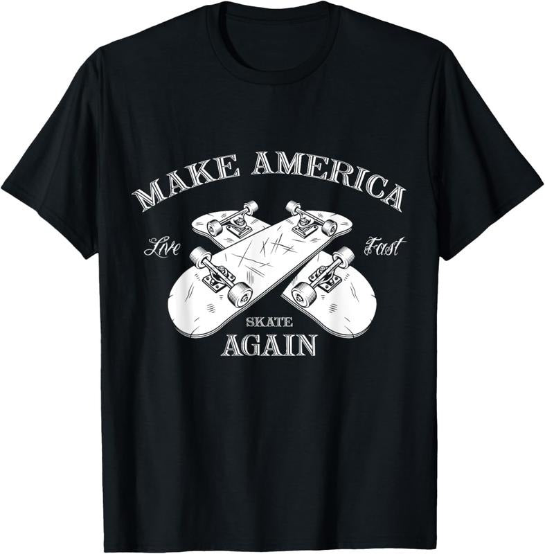 100% Cotton Skateboard Skateboarding Make America Skate Again T-Shirt Hoodie, Sweatshirt | HypeCrazeTee.com