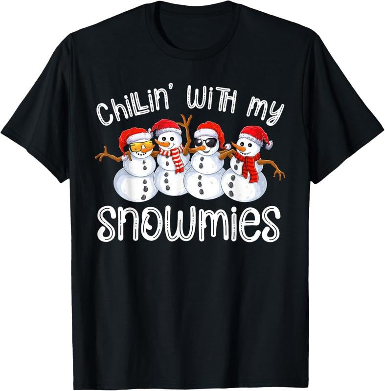 100% Cotton Snowman Christmas Chillin With My Snowmies Ugly Gift T-Shirt Hoodie, Sweatshirt | HypeCrazeTee.com
